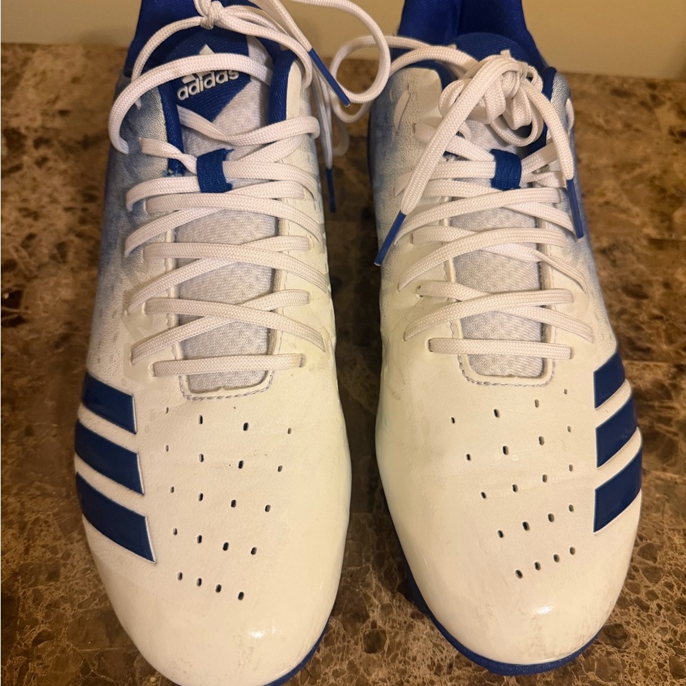 Adidas Men's White and Blue Sports Sneakers